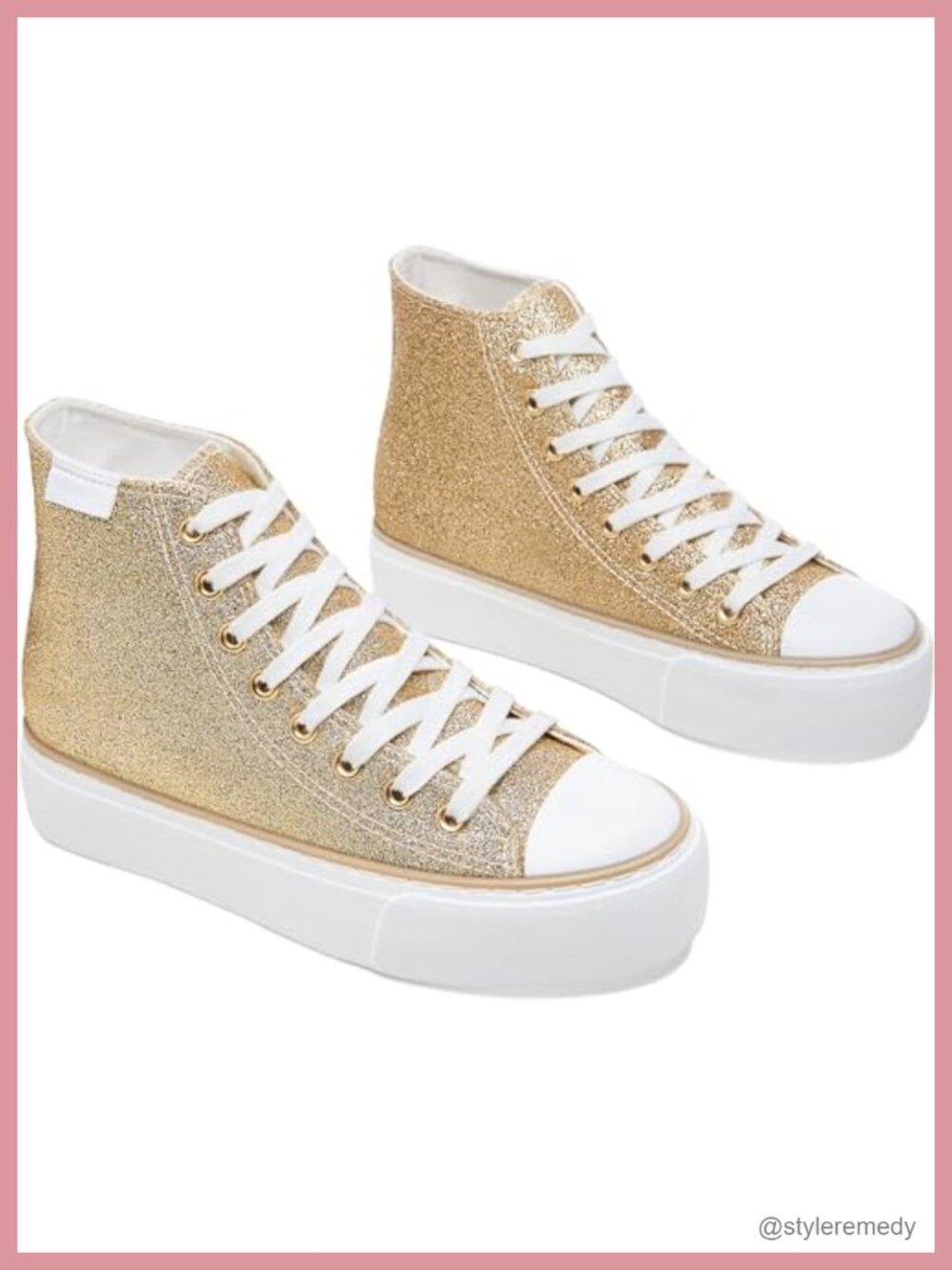 Glitter Platform High Top Sneakers Sparkly Bling Mid Calf Women